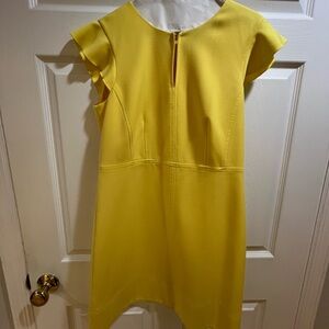 Ann Taylor Yellow Sheath with Flutter Sleeves